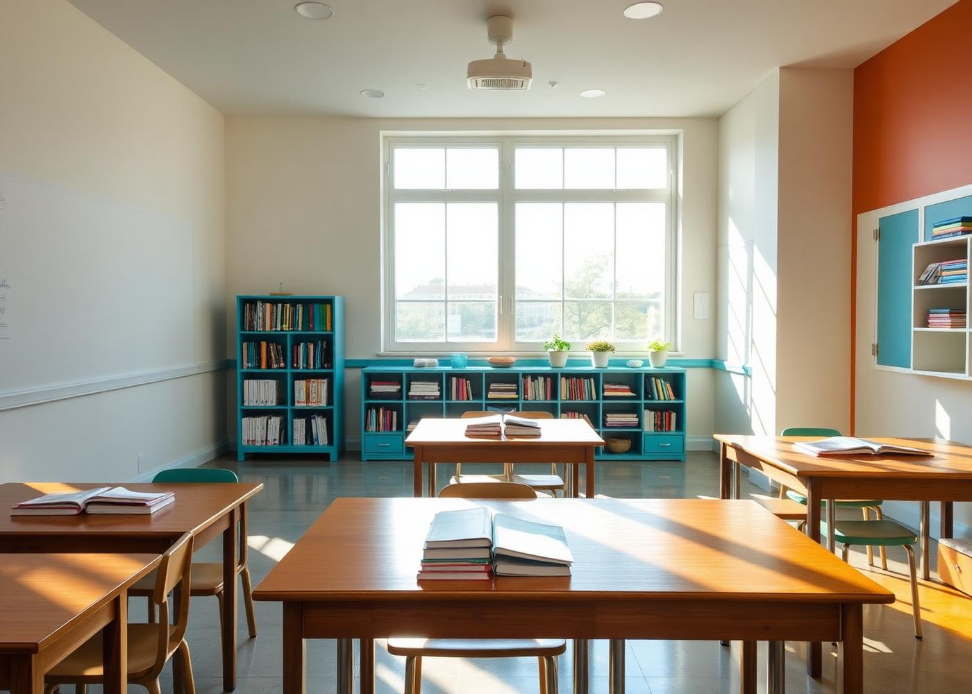 A sunlit Vitra classroom